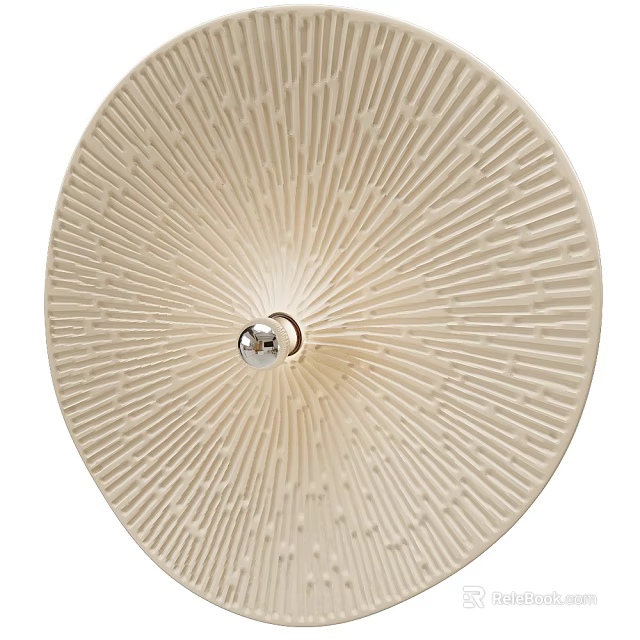 Modern Elegant Round White Chandelier with Striped Texture and Metal Base 3d model