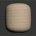 Modern Handwoven Beige and White Round Ottoman for Living Room Seating