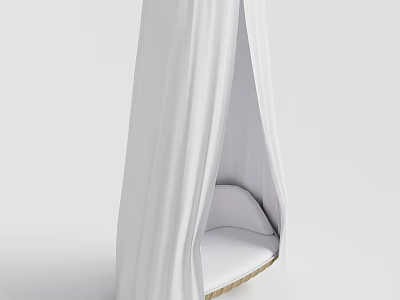Modern Hammock Chair With White Curtain And Padded Seat For Indoor Relaxation 3d model