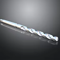 Silver Spiral Drill Bit Tool On Black Background With Metallic Finish