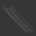 Modern Metal Staircase With Handrail And Steps For Architectural Design 3d model