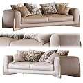 Light Beige Fabric Two Seater Sofa With Decorative Patterned Pillows Modern Style 3d model