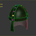 Rusted Old Medieval Helmet With Chainmail Visor And Classic Antique Design 3d model