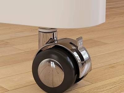 Heavy Duty Furniture Caster With Brake On Wooden Floor 3d model