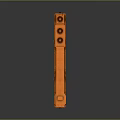 Orange Model Train With Green Trim And Black Wheels On Gray Reflective Surface
