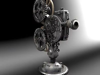 Vintage Commercial Equipment With Multiple Gears And Detailed Mechanical Metal Structure 3d model