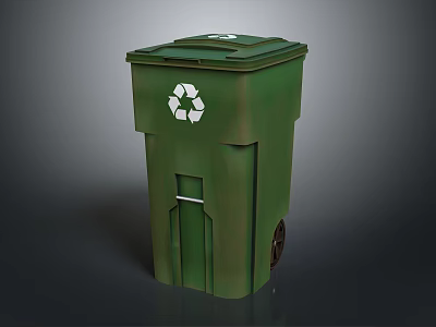 Green Wheeled Recycling Bin With Recycling Symbol For Outdoor Waste Management 3d model