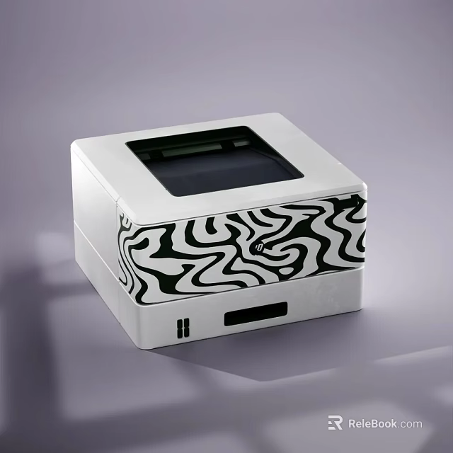 Compact Stylish White Office Appliance With Black Wave Pattern Modern Design For Workplace 3d model 