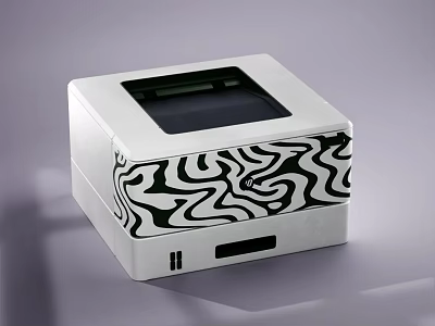 Compact Stylish White Office Appliance With Black Wave Pattern Modern Design For Workplace 3d model