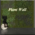 Indoor Decorative Plant Wall With Green Foliage Purple Lavender And Small Illuminated Lights