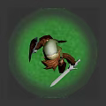 Elf Warrior Character With Green Outfit Brown Hair Shield Sword And Green Glow