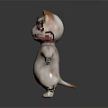 Cartoon Cat 3D Model Standing Pose With Extended Arms And Pink Paper On Black Background