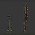 Ancient Metal Weapons Collection Featuring Axe Decorative Sword And Leaf Shaped Blade On White Background