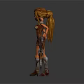 3D Female Warrior Character With Large Battle Axe And Leather Outfit