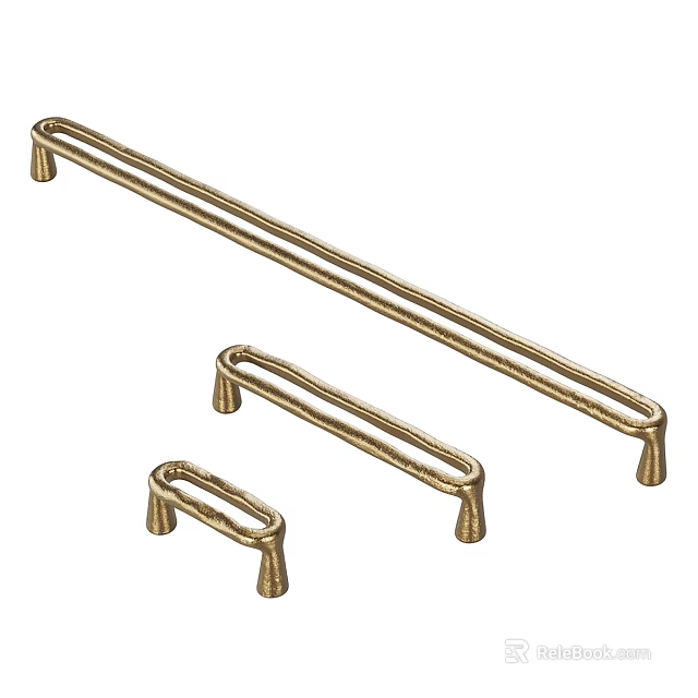 Modern Brass Door Handles With Sleek Long Bar Design And Various Sizes 3d model 