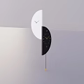 Modern Semicircular Clock In Black And White With Stylish Pendulum Design 3d model