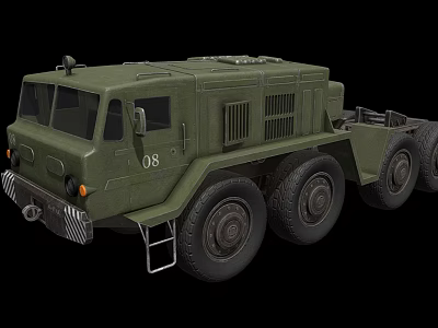 Military Green Heavy Duty Truck With Multiple Large Wheels And Number 08 On Side 3d model