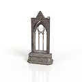Gothic Style Stone Window Model With Pointed Arch And Decorative Panes 3d model