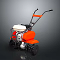 Orange Garden Tiller With Black Wheels White Fuel Tank And Ergonomic Handle Design