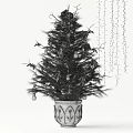 Festive Decorated Tree With Red Green Ornaments White Accents And String Lights