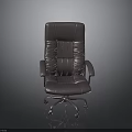 Silver Leather Office Chair With Modern Design Armrests And Swivel Wheels