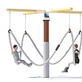 Garden Ornament Rope Swing Structure With Wooden Pole And Hanging Ropes For Children Outdoor Play