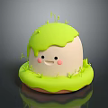 Cute Cartoon Dome Shaped Decorative Living Item With Green Top Grass Smiling Face And Blush