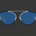 Modern Stylish Sunglasses With Silver Frame Blue And Dark Blue Lenses And Reflection