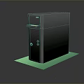 Black Desktop Computer Tower With Green Glowing Base And Front Buttons Indicators 3d model
