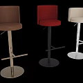 Bar Stools With Multiple Colors Upholstered Seats And Metal Base Design 3d model