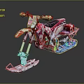 Red And White Sporty Snowmobile With Tracks And Skis For Snowy Terrain