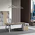 Modern Office Interior Design With Wooden Desk Chair Bookshelf Sofa And City View