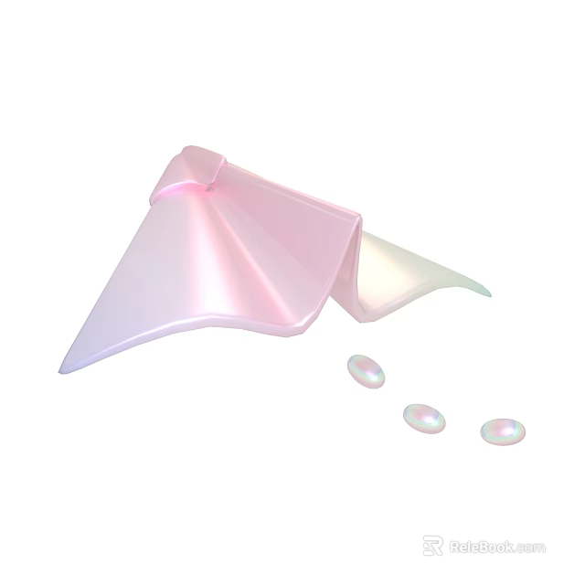 Modern Shiny Pink Origami Style Decorative Object With Small Oval Accents 3d model 