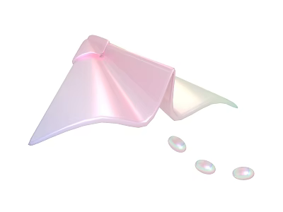 Modern Shiny Pink Origami Style Decorative Object With Small Oval Accents 3d model