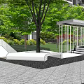 Modern White Pergola With Perforated Design And Green Urban Park Setting