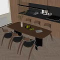 Modern Wooden Dining Table Chair Set With Vase Fruit Bowl Notebook In Kitchen