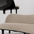 Modern Beige Upholstered Two-Seater Sofa With Black Legs And Simple Design 3d model