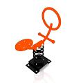 Orange Building Blocks Constructed Play Toy With Circular Ring Spring And Black Base