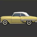 Yellow Classic Car With White Roof And Vintage Design Features