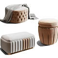 Modern sofa stool combination 3d model