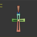 Elegant Shiny Gold Cross Pendant with Simple Design and Decorative Stone
