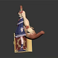 Game Movie Character With Rabbit Ears In Blue Dress Holding Basket And Decorative Chest