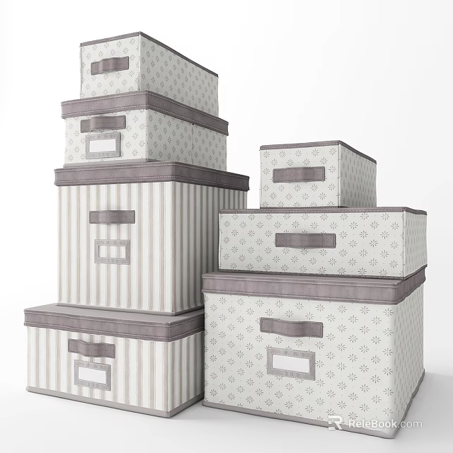 Stylish Wall Decor Featuring Stacked Storage Boxes With Striped And Geometric Patterns 3d model 