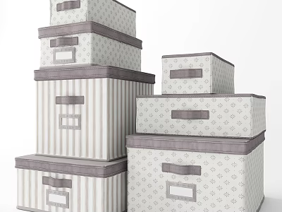 Stylish Wall Decor Featuring Stacked Storage Boxes With Striped And Geometric Patterns 3d model