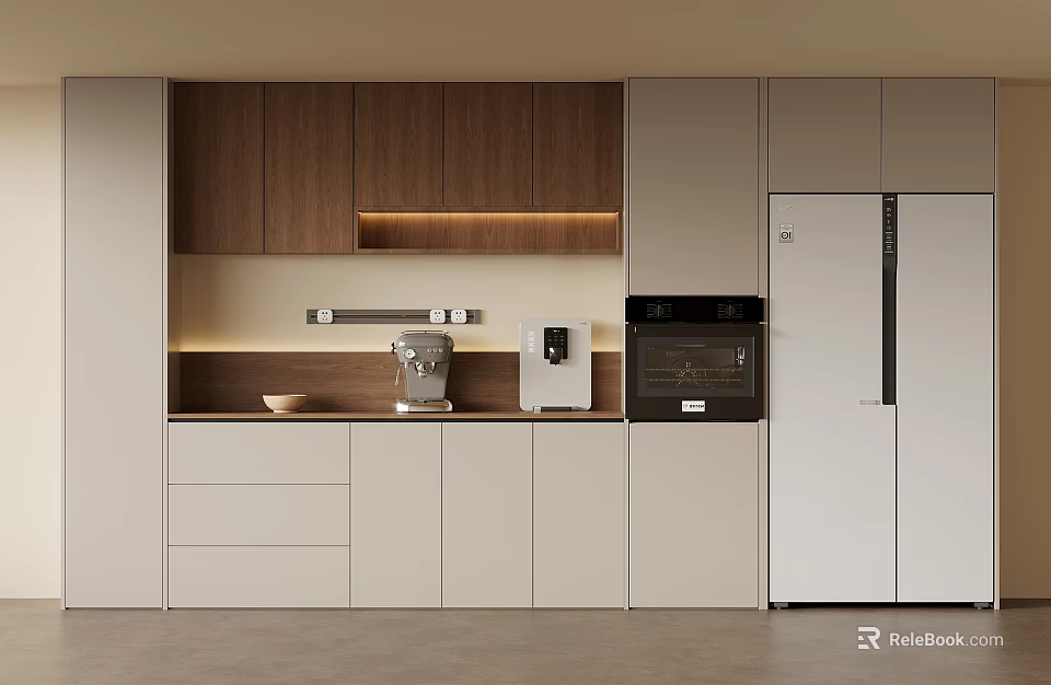 Modern Wine Cabinet With Wooden Structure And Built In Lighting For Home Interior 3d model 