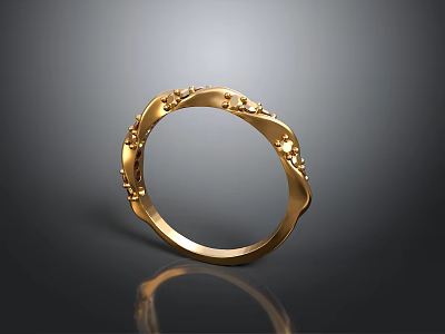 Elegant Gold Fashion Ring With Intricate Decorative Patterns And Shiny Finish 3d model