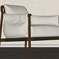 Modern Comfortable Accent Chair With White Upholstered Cushion And Dark Wooden Frame