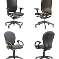 Black Office Chair With Armrests Wheels And Modern Design From Multiple Angles 3d model