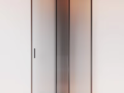 Modern Sliding Door With Glass Panels And Vertical Stripes Metal Frame Design 3d model
