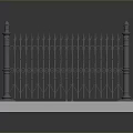 Decorative Iron Fence With Intricate Patterns And White Base In Scenic Setting